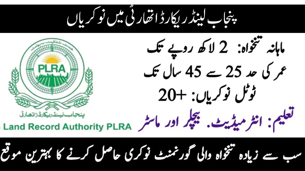 Punjab Land Records Authority PLRA Jobs 2026