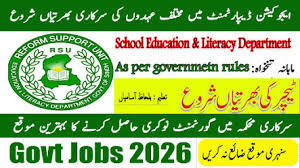 School Education Department Balochistan Jobs 2026