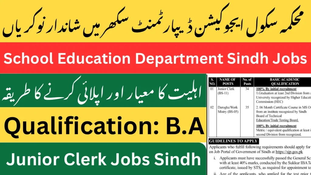 School Education & Literacy Department Sindh Jobs 2026