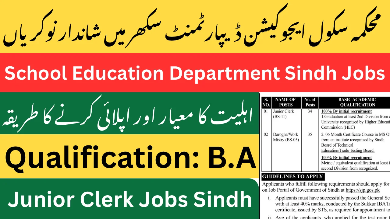 School Education & Literacy Department Sindh Jobs 2026