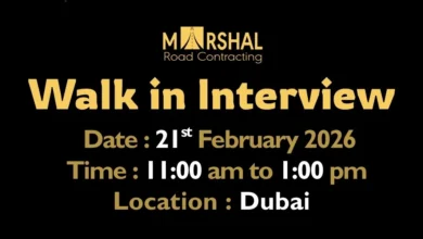 Marshal Road Contracting Walk in Interview in Dubai