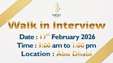 NCC Holding Walk in Interview in Abu Dhabi