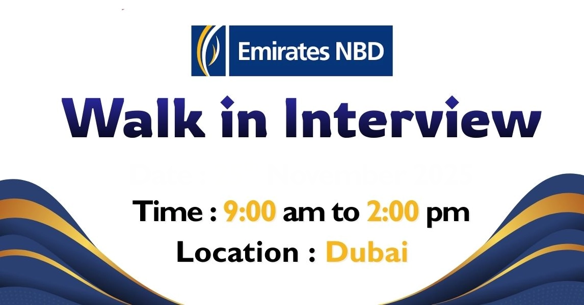 Emirates NBD Walk in Interviews in Dubai